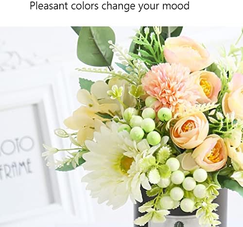 NDRFAWY Artificial Flower Set with Vase for Wedding Decor