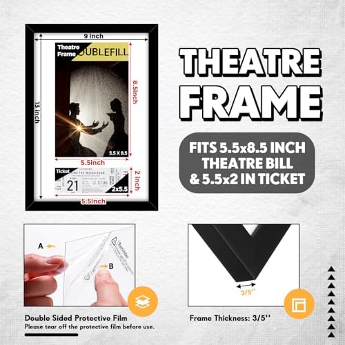 DoubleFill 4 Pcs Theatre Bill Frame with Mat and Hanger