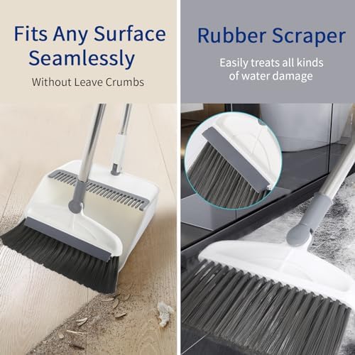 SUTINE Angle Broom with Dustpan Combo Set White
