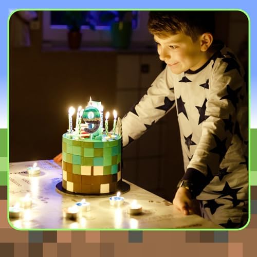 Pixel Birthday Candle Green 9 Number Pixel Cake Toppers for Parties