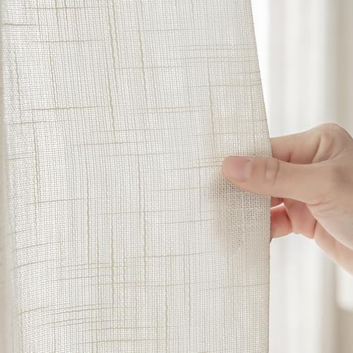 FMFUNCTEX Linen French Door Panels 72 Inches Natural Beige