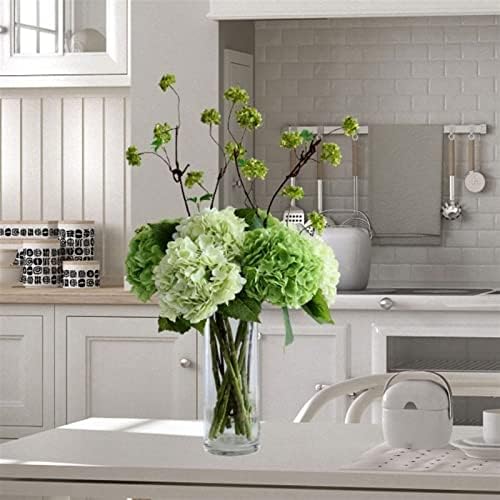Artificial Hydrangea Set with Glass Vase for Home Decor
