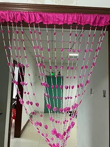 ZiDeTang Acrylic Beaded Heart Door Curtain Rose Pack of 1