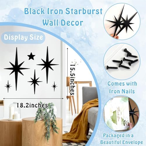 Easma 6Pcs Mid Century Starburst Metal Wall Art