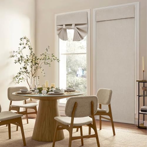 HOMEIDEAS Natural Linen French Door Curtains 1 Panel - W26 x L40 Inch
