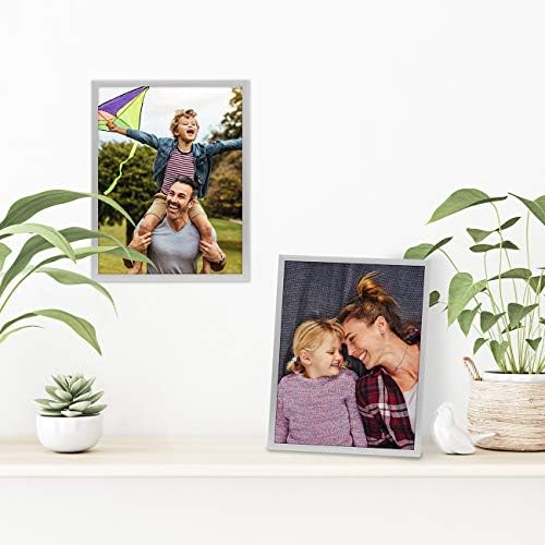 Americanflat 85x11 Picture Frame with Shatter-Resistant Glass and Hanging Hardware - Silver