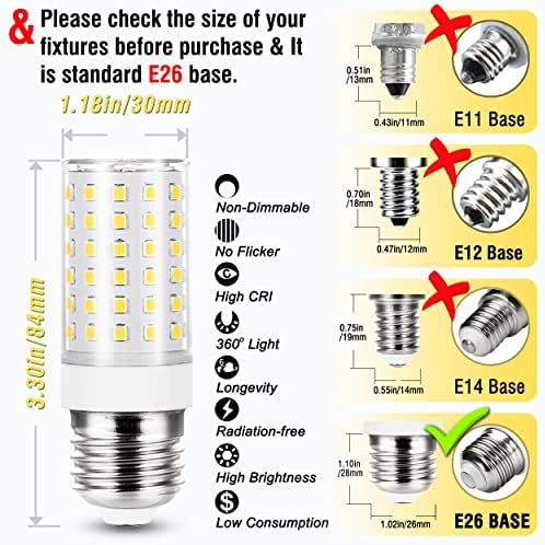 ALIDE 12W E26 LED Candelabra Bulbs 4 Pack