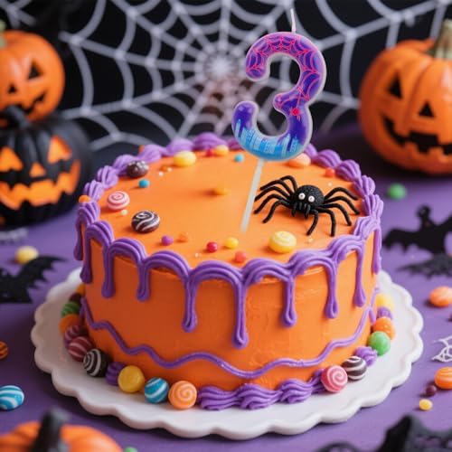 SAVITA Purple Spider Number Candle 3