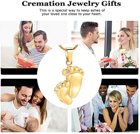 Imrsanl Footprint Cremation Urn Pendant for Ashes