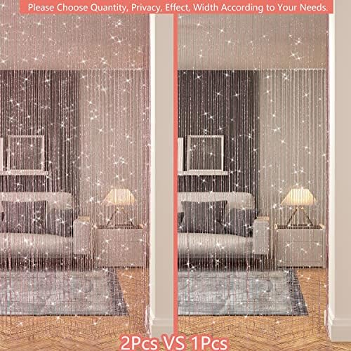 Transcosy Glitter Beaded Curtain Panel - Light Pink 3979