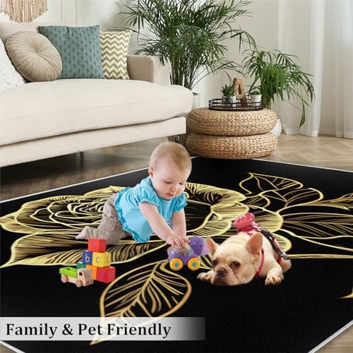 ZAOMIR 6x9ft Area Rug with Gold Foil Rose Design
