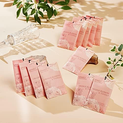 MYARO 12-Pack Orange Blossom Vanilla Sachets for Drawer Closet Freshness