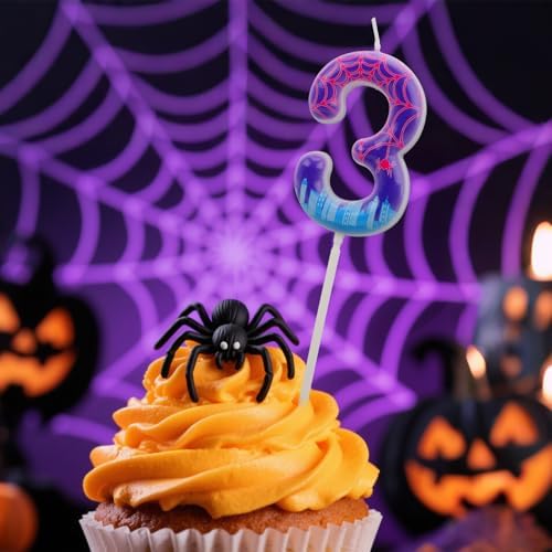 SAVITA Purple Spider Number Candle 3