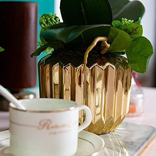 NDRFAWY Artificial Orchids Flowers in Gold Vase Set