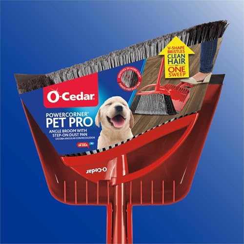 O-Cedar PowerCorner Pet Pro Broom with Dust Pan Red