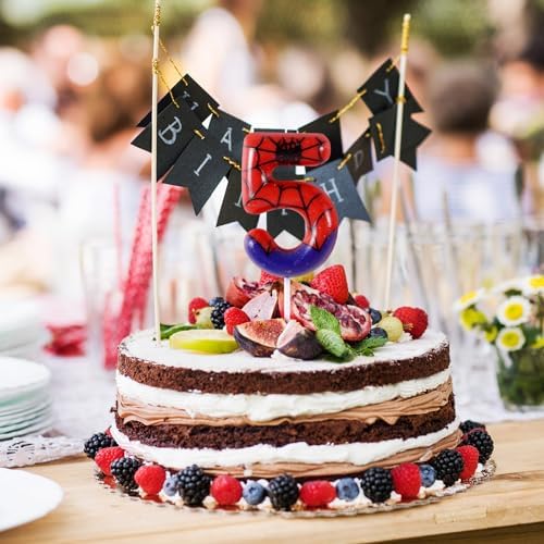 Spider 5th Birthday Candle Cake Topper Decor
