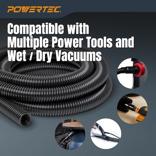 POWERTEC 70175 10 Ft Dust Collection Hose Kit with 5 Fittings 1