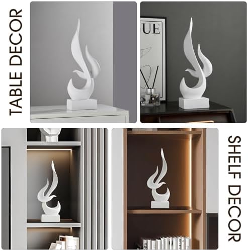 FJS White Flame Modern Resin Statue Decor