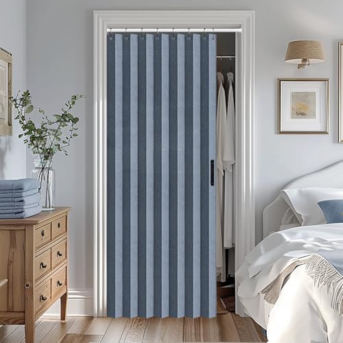 Vatge Blue Accordion Door Curtain Panel with Tieback