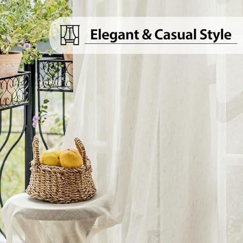 FMFUNCTEX Linen Sidelight Curtains 72 Beige 2 Panels