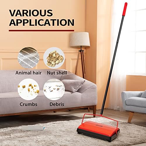 JEHONN Carpet Sweeper with Horsehair Broom and Dustpan Set for Home