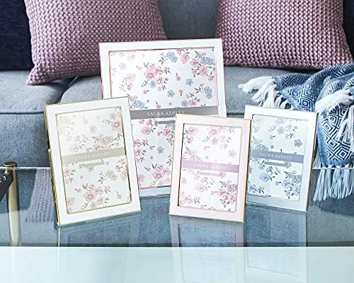 Laura Ashley 5x7 Pink Enamel Frame with Gold Edge and Easel 1