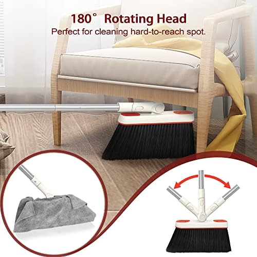 JEHONN Carpet Sweeper Manual with Horsehair Broom and Dustpan Set