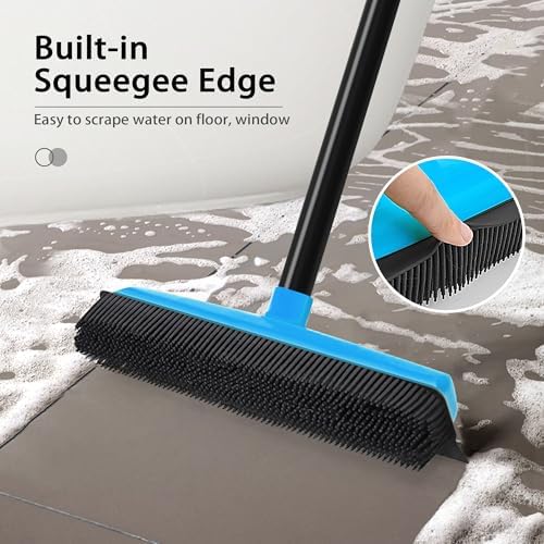 JEHONN 3-in-1 Carpet Broom Pet Hair Remover with Squeegee