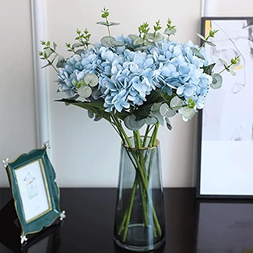 Artificial Yellow Hydrangea Flowers with Glass Vase