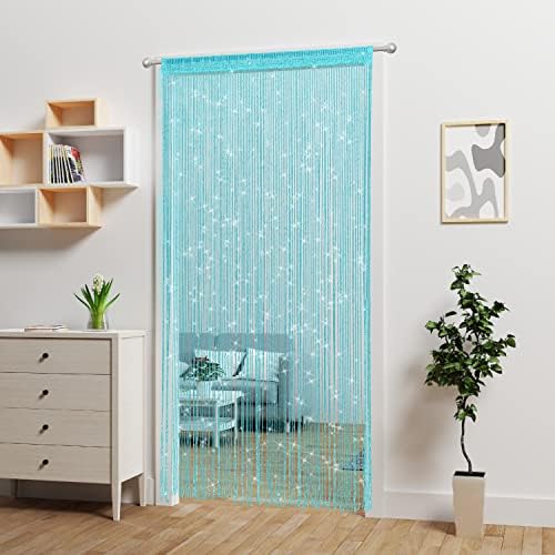 Atsweetlife Door String Curtain with Lake-Blue Beads