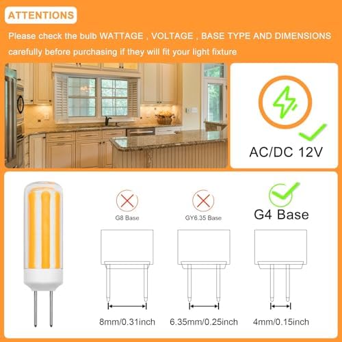 BROLSKUN G4 2W 12V Bi-Pin LED Bulb 5 Pack Warm White