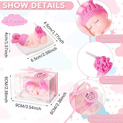 Treela 8 Pack Pink Sleeping Baby Candles