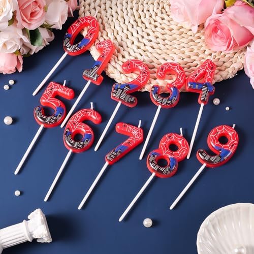 Spider Themed Birthday Candle Red Blue 6cm