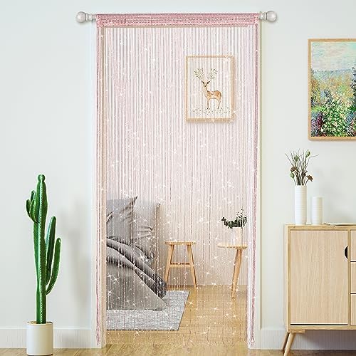 Transcosy Glitter Beaded Curtain Panel - Light Pink 3979