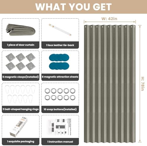 Jilron Blackout Fabric Door Curtain with Magnetic Closure