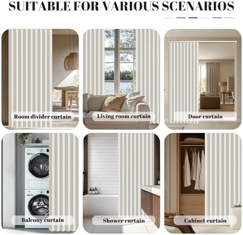 AJAZZ Door Curtains with Magnetic Rod Set - 44W x 78L Beige