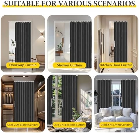 AJAZZ Magnetic Accordion Door Curtain 52x78 Black 1 Panel