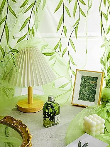 Breling Green Leaf Sheers Curtains 2 Pieces 394 x 787 Inch