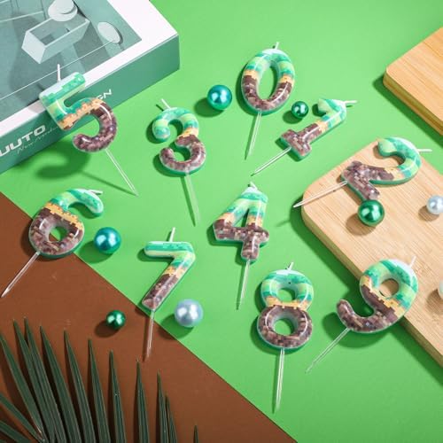 Pixel Birthday Candle Green 9 Number Pixel Cake Toppers for Parties
