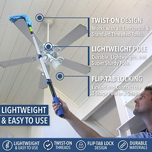EVERSPROUT Telescopic Paint Roller Pole 15-3 Foot Flip-Tab Lock