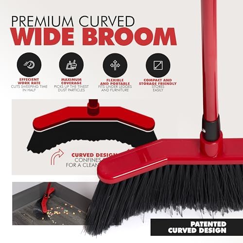Da Vinci Curved Angle Broom - Sturdy 52-Inch Heavy Duty Sweeping Tool