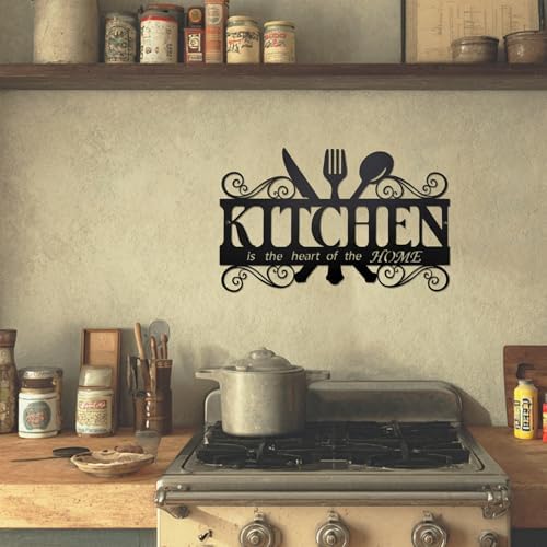 Farmhouse Kitchen Wall Decor Metal Sign - Black