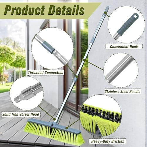PHYEX 18 Push Broom with 47 Handle Multi-Surface Cleaning Tool