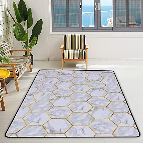 Vantaso Area Rug 4 x 6 Marble Gold Geometric Design