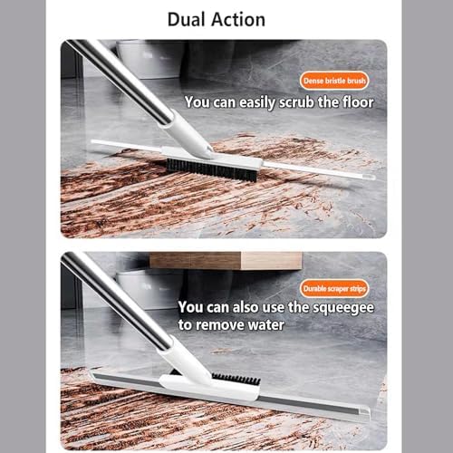Silicone Broom with Squeegee and 2 Scrape 49 Adjustable Handle Magic Broom Sweeper