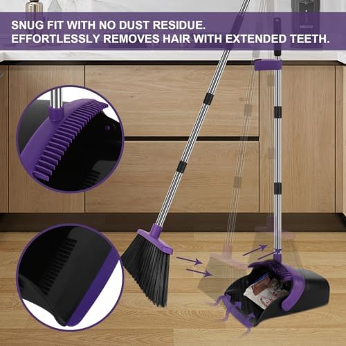 Large Purple Broom with Dustpan Combo Set