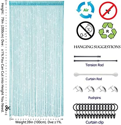 Atsweetlife Door String Curtain with Lake-Blue Beads
