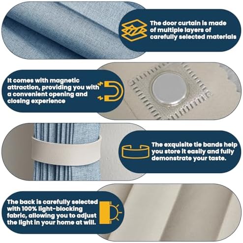 AJAZZ Blackout Accordion Door Curtain - 43W x 79L Blue