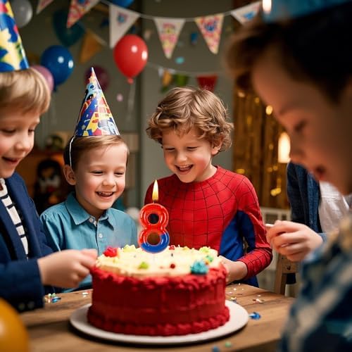 Red Blue Spider Web 3 Birthday Candle Cake Topper