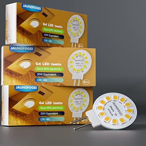 JAUHOFOGEI G4 LED Bulb 2W Warm White 2700K 6 Pack